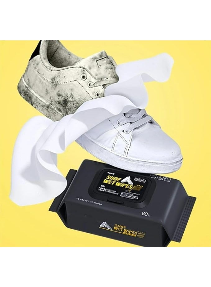 مناديل تلميع- 80 منديلًا مبللًا لتنظيف الأحذية - إزالة سريعة وسهلة للأوساخ والغبار - لمعان فوري، آمنة لجميع أنواع الأحذية - Image 1